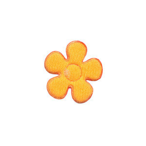 Applicatie bloem oranje satijn effen klein 20 mm (ca. 25 stuks) - achterzijde