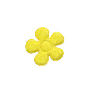 Applicatie bloem geel satijn effen klein 20 mm (ca. 25 stuks) - achterzijde