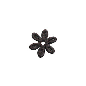 Applicatie bloem zwart satijn effen klein 18 mm (ca. 100 stuks)