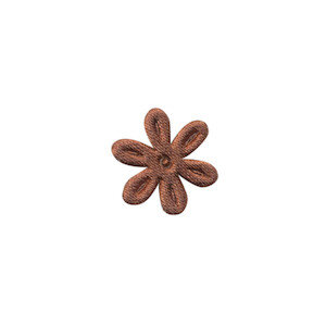 Applicatie bloem bruin satijn effen klein 18 mm (ca. 100 stuks)