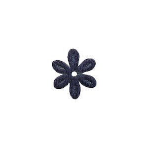Applicatie bloem donker blauw satijn effen klein 18 mm (ca. 100 stuks) - achterzijde