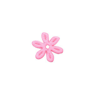 Applicatie bloem NEON roze satijn effen klein 18 mm (ca. 100 stuks) - achterzijde