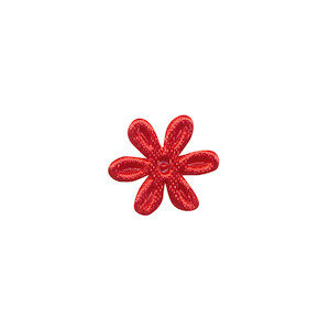 Applicatie bloem rood satijn effen klein 18 mm (ca. 100 stuks)
