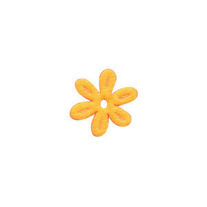 Applicatie bloem oranje satijn effen klein 18 mm (ca. 100 stuks) - achterzijde