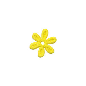 Applicatie bloem geel satijn effen klein 18 mm (ca. 100 stuks) - achterzijde