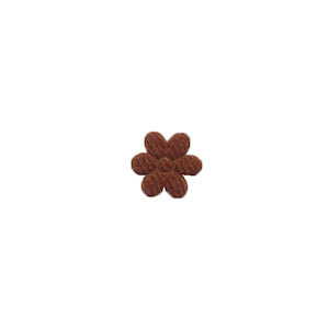 Applicatie bloem bruin satijn effen mini 10 mm (ca. 100 stuks) - achterzijde