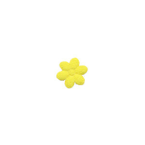 Applicatie bloem geel satijn effen mini 10 mm (ca. 100 stuks) - achterzijde
