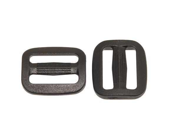 Schuifgesp zwart kunststof SLANK 20 mm - voorzijde