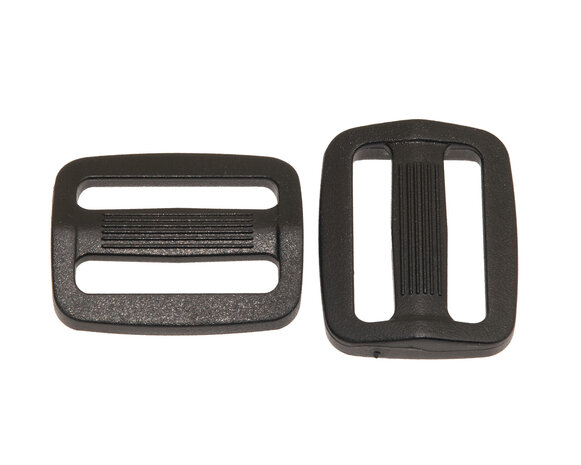 Schuifgesp zwart kunststof SLANK 25 mm - voorzijde