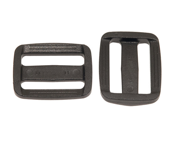 Schuifgesp zwart kunststof SLANK 25 mm - achterzijde