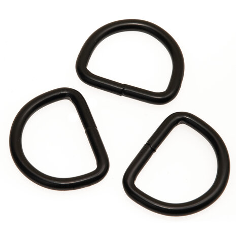 Metalen D-ring ZWART gelast 30 x 4,5 mm (1 stuk)