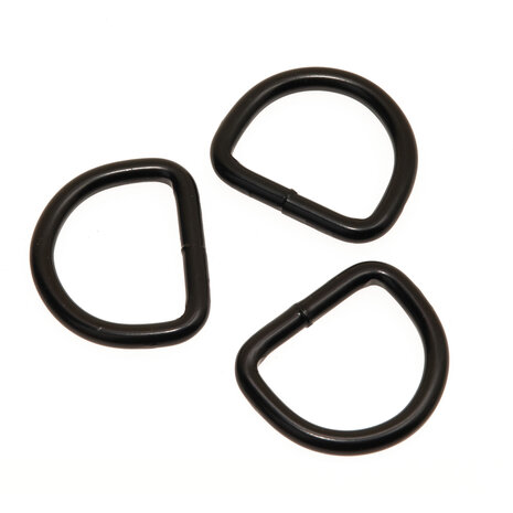 Metalen D-ring ZWART gelast 25 x 4,0 mm (1 stuk)