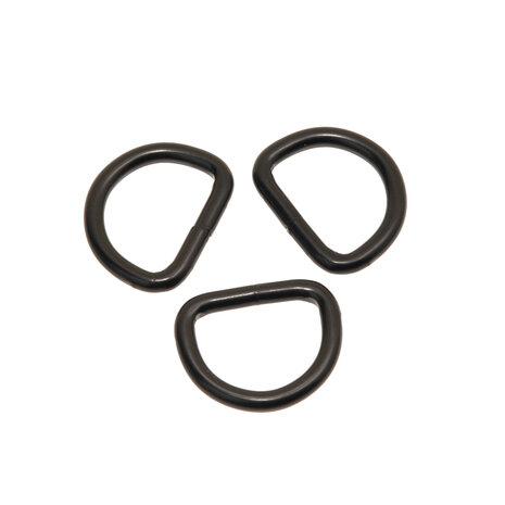 Metalen D-ring ZWART gelast 20 x 3,5 mm (1 stuk)