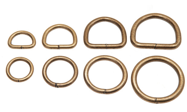 Serie D-ringen en O-ringen bronskleurig gelast staal