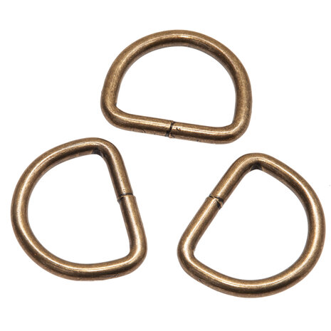 Metalen D-ring bronskleurig gelast 30 x 4,5 mm (1 stuk)