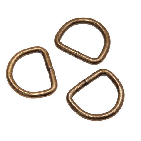 Metalen D-ring bronskleurig gelast 25 x 4,0 mm (1 stuk)