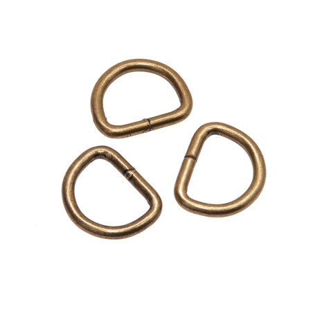 Metalen D-ring bronskleurig gelast 20 x 3,5 mm (1 stuk)