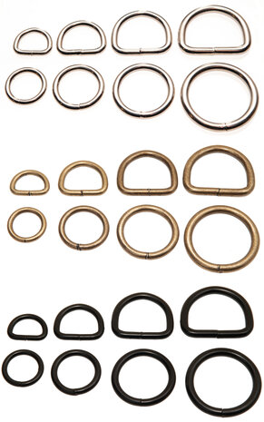 Metalen D-ring zilverkleurig gelast 15 x 3,0 mm (1 stuk)