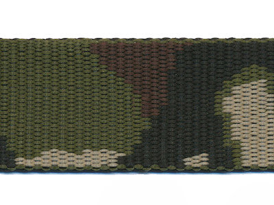 Tassenband 30 mm camouflageprint zwart/bruin/groen dubbelzijdig (ca. 5 m)