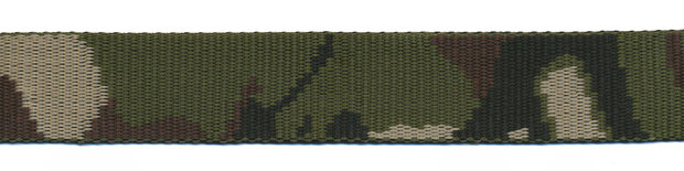 Tassenband 30 mm camouflageprint zwart/bruin/groen dubbelzijdig (ca. 5 m)