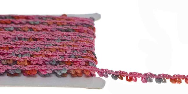 Multicolor lusjesband roze-meloen-grijs 12 mm (ca. 16 meter) - op kaart