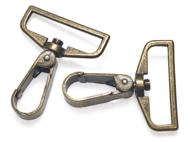 Metalen musketonhaak/sleutelhanger strak bronskleurig 38 mm (10 stuks)