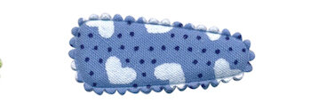 Haarkniphoesje blauw met stipjes en witte hartjes 3 cm (ca. 20 stuks)