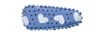 Haarkniphoesje blauw met stipjes en witte hartjes 3 cm (ca. 20 stuks) - detail