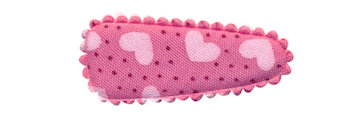 Haarkniphoesje roze met stipjes en lichtroze hartjes 3 cm (ca. 20 stuks) - detail