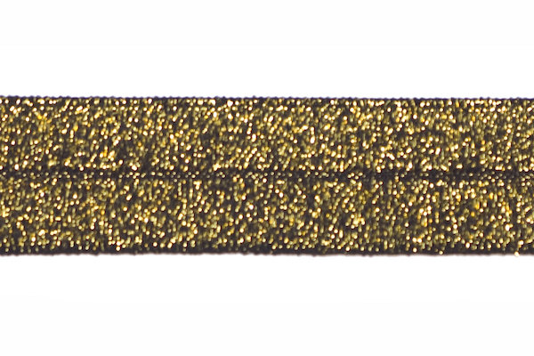 Goud op zwart #003 elastisch biaisband 20 mm (ca. 25 m)