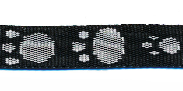Tassenband 15 mm pootje zwart/wit (ca. 5 m)