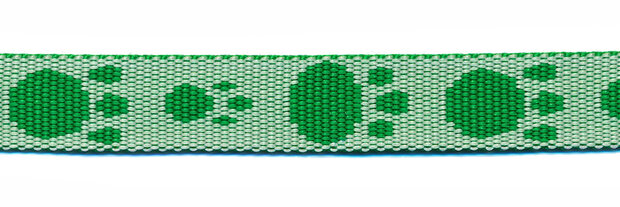 Tassenband 15 mm pootje groen/wit (ca. 5 m) - andere zijde
