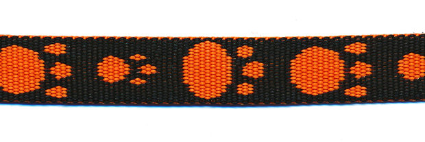 Tassenband 15 mm pootje oranje/zwart (ca. 5 m) - andere zijde