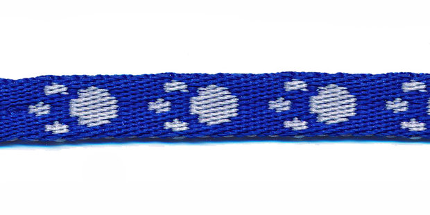 Tassenband 10 mm pootje kobalt blauw/wit (ca. 5 m)