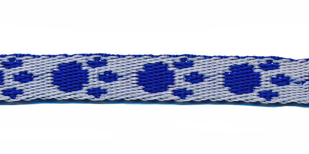 Tassenband 10 mm pootje kobalt blauw/wit (ca. 5 m) - andere zijde