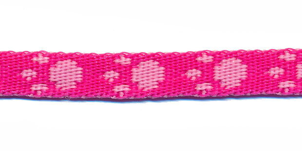 Tassenband 10 mm pootje licht roze/roze (ca. 5 m) - andere zijde