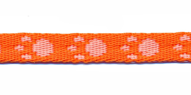 Tassenband 10 mm pootje oranje/wit (ca. 5 m)