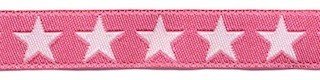 Roze sierband met witte sterren 2-zijdig 12 mm (ca. 22 m)