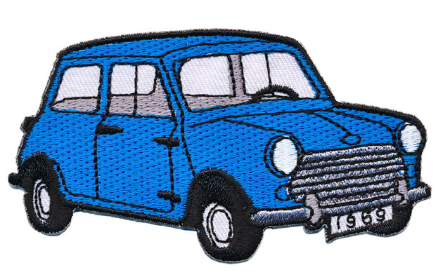 Opstrijkbare applicatie auto 'Mini' blauw (5 stuks)