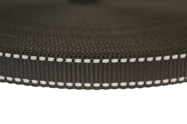 Tassenband 20 mm zwart met reflectie STEVIG (25 m)