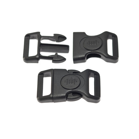 Curved safety side release buckle black plastic with black (round) center-lock 20 mm (10, 50, 100, ... pieces)