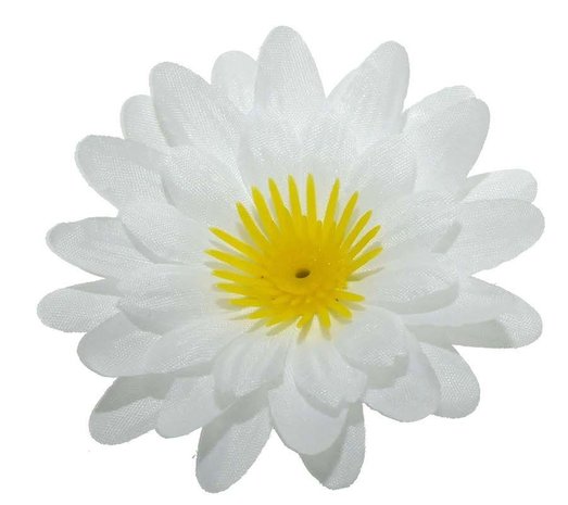 Gerbera wit stof klein ca. 6,5 cm (10 stuks)