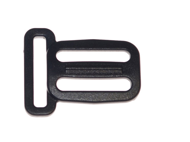 Schuifgesp zwart kunststof 25 mm met ring 25 mm (100 stuks)