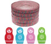 Set rode-blauwe-roze-groene babushka applicaties (4x5 stuks) en roze-rood babushka met stippen sierband 15 mm van (ca. 22 meter) Set rode-blauwe-roze-groene babushka applicaties (4x5 stuks) en roze-rood babushka met stippen sierband 15 mm van (ca. 22 meter)