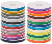 Set: 26 kleuren 10 mm satijnband (ca. 780 m) Set: 26 kleuren 10 mm satijnband (ca. 780 m)