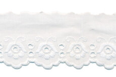 Broderie wit 100% KATOEN 50 mm #1303 (ca. 13,5 m) Broderie wit 100% KATOEN 50 mm #1303 (ca. 13,5 m)