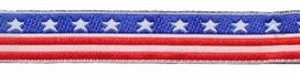 Rood-wit-blauw sterren en strepen (stars & stripes) sierband 12 mm (ca. 22 m) Rood-wit-blauw sterren en strepen (stars & stripes) sierband 12 mm (ca. 22 m)