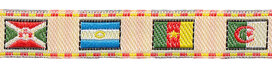 Creme-vlaggen sierband met rood-geel randje 12 mm (ca. 22 m) Creme-vlaggen sierband met rood-geel randje 12 mm (ca. 22 m)