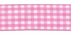Ruit band roze-wit 25 mm (ca. 45 m) Ruit band roze-wit 25 mm (ca. 45 m)