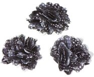 Bloem stof zwart met witte stip ca. 5 cm (5 stuks) Bloem stof zwart met witte stip ca. 5 cm (5 stuks)